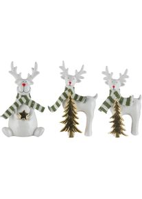 Weihnachtsfigur CREATIV HOME "Hirsch", wei&szlig;, B:12cm H:21cm T:8cm, Dekofiguren, Weihnachtsfigur, mit Schal