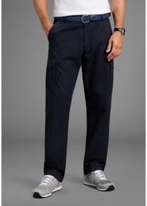 MAN'S WORLD Cargohose MAN'S WORLD "Cargohose Gro&szlig;e Gr&ouml;&szlig;en inkl. G&uuml;rtel", Herren, Gr. 68, N + U Gr, marine, Web, Obermaterial: 100% Baumwolle, unifarben, regular fit lang, Hosen Cargohose, passt jeder Gro&szlig;en Gr&ouml;&szlig;e inkl. G&uuml;rtel