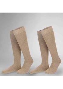 Kniestr&uuml;mpfe Hudson "Kniestrumpf Only 2-Pack", Herren, Gr. 43-46, beige (beigemeliert 0723), Obermaterial: 75% Baumwolle CO. 23% Polyamid PA. 2% Elasthan EL., Socken Kniestr&uuml;mpfe