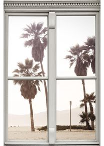 Wandsticker queence "Palmen", beige (natur), B:40cm H:60cm T:0,1cm, Wandtattoos, Wandsticker, Wandsticker, Wandbild, selbstklebend, 3D, Fenster