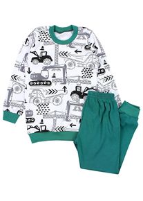 Schlafanzug TUPTAM "Schlafanzug Kinder Jungen Pyjama Set Langarm 2-teilig", M&auml;dchen, Gr. 116, gr&uuml;n (bagger, gr&uuml;n), Obermaterial: 100% Baumwolle CO., Homewear-Sets Schlafanzug