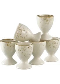 Eierbecher Creatable "Nature Collection Creme, 6-tlg.", beige (creme), H:7cm &Oslash;:5,5cm, Steinzeug, Eierbecher, Eierbecher, Naturverbundenes Design, Einzigartige Oberfl&auml;che