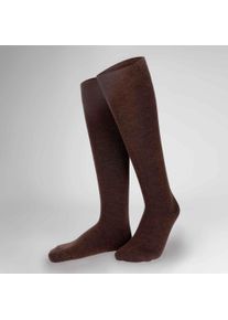 Kniestr&uuml;mpfe Hudson "Kniestrumpf Relax Woolmix Clima", Herren, Gr. 43-46, schwarz (braunmeliert 0763), Obermaterial: 53% Baumwolle CO. 42% Schurwolle WV. 4% Polyamid PA. 1% Elasthan EL., Socken Kniestr&uuml;mpfe