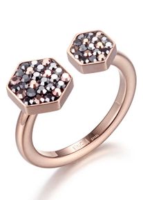 Fingerring Kingka "GLAMOUR Brillo" Gr. 52, rosa (ros&eacute;goldfarben, schwarz, rosegoldfarben, grau), Fingerringe, Damen, 52, Edelstahl, 2,1mm, Fingerring, mit Markasit, Zirkonia (synth.)