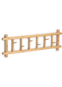 Garderobenleiste zeller PRESENT "Wandgarderobe, Bambus", braun (natur), B:68cm H:22cm T:2,5cm, Bambus, Garderobenhalter, Garderobenleiste, hochwertiges Material, 6 Haken