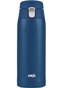 Thermobecher Emsa "Travel Mug", blau, H:19,6cm &Oslash;:6,6cm, Edelstahl, Kunststoff, Trinkgef&auml;&szlig;e, Thermobecher, 0,4L, leicht, Edelstahl, Klappverschluss, 100% dicht, 8h hei&szlig;/16h kalt