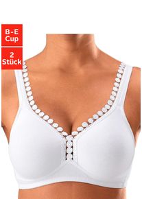 Soft-BH Petite Fleur, Damen, Gr. 100, Cup D, schwarz (schwarz, wei&szlig;), Jersey, Obermaterial: 80% Baumwolle, 15% Viskose, 5% Elasthan, BHs Soft-BH, ohne B&uuml;gel, Baumwoll-Qualit&auml;t&ndash; auch ideal f&uuml;r gro&szlig;e Gr&ouml;&szlig;en