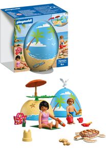 Konstruktions-Spielset Playmobil "Spiel-Ei: Strandurlaub (72101), My Life", bunt, Spielbausteine, Kinder, Kunststoff, Konstruktions-Spielset