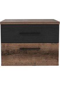 Nachtkonsole FORTE "Jacky", braun (schlammeichefarben, schwarzeichefarben), B:52cm H:41cm T:41cm, Sideboards, Nachtkonsole, mit 2 Schubk&auml;sten