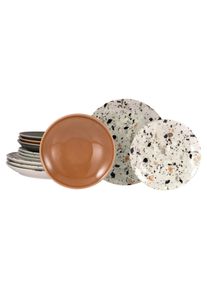 Teller-Set Creatable "Terrazzo Mix, Teller Set 12-tlg.", bunt, 12, Steinzeug, Geschirr-Sets, Teller-Set, Unregelm&auml;&szlig;ige Steine, Steinoptik