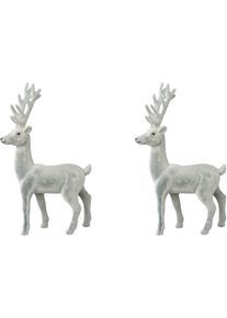 Weihnachtsfigur CREATIV DECO "Hirsch, Weihnachtsdeko", grau, B:17,5cm H:29cm T:5cm, Kunststoff, Dekofiguren, Weihnachtsfigur, Dekofigur mit feiner Samtoberfl&auml;che, H&ouml;he 29 cm