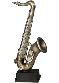 Dekofigur AMBIENTE HAUS "Saxophon Figur S", silber (antik, silberfarben), B:5cm H:12cm T:4cm, Polyresin, Dekofiguren, Dekofigur