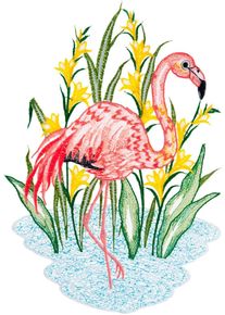 Fensterbild "Fensterbild "Flamingo" farbig", bunt, B:22cm H:30cm, Polyester, W. REUTER & SOHN - PLAUENER SPITZE, Fensterbilder, Fensterbild