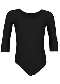 Turnanzug AQUARTI "Body M&auml;dchen Body 3/4 Arm", M&auml;dchen, Gr. 146, schwarz, Obermaterial: 96% Baumwolle CO. 4% Elasthan EL., Sportanz&uuml;ge Turnanzug