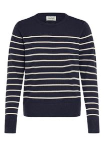 Strickfleece-Pullover oxmo "Strickpullover OXKeana", Damen, Gr. S, blau (night sky mix), Obermaterial: 50% Viskose CV. 28% Polyester PES. 22% Nylon NY., Pullover Strickfleece-Pullover