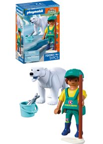 Konstruktions-Spielset Playmobil "Zoo: Eisb&auml;r und Pfleger (72090), Animals & Friends", bunt, Spielbausteine, Kinder, Kunststoff, Konstruktions-Spielset, Made in Europe
