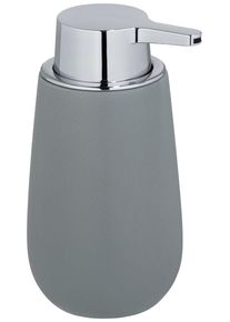Seifenspender Wenko "Badi", bunt (grau, silberfarben), Keramik, Dosierspender, Seifenspender, Grau Keramik, 320 ml