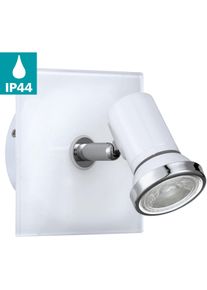 Eglo Wandstrahler "TAMARA Wandlampe, Badezimmerlampe, Spot, wei&szlig;, Chrom, GU10, IP44", wei&szlig; (chromfarben, wei&szlig;), 1, Leuchten, Feuchtraumleuchte, schwenkbarer Spot, Deckenlampe, 1flammig, 12x12cm, Wandstrahler