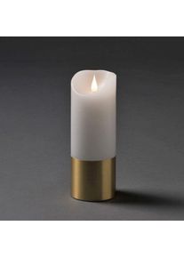LED-Kerze Konstsmide "Weihnachtsdeko", wei&szlig; (wei&szlig;, messingfarben), B:7,5cm H:20,5cm T:7,5cm &Oslash;:7,5cm, Kerzen, LED-Kerze, LED Echtwachskerze, wei&szlig;, mit messingfarbener Banderole