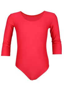 Turnanzug AQUARTI "Body M&auml;dchen Ballett Trikot 3/4 Arm", M&auml;dchen, Gr. 140, rot, Obermaterial: 80% Polyamid PA. 20% Elasthan EL., Sportanz&uuml;ge Turnanzug