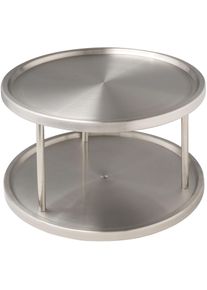 K&uuml;chenkarussell Wenko "Modell Duo", silber (edelstahlfarben), H:16cm &Oslash;:26,5cm, Edelstahl, K&uuml;chenkarussells, K&uuml;chenkarussell, drehbares Schrankrondell, 2 Etagen, f&uuml;r Gew&uuml;rze und Vorr&auml;te, Edelstahl