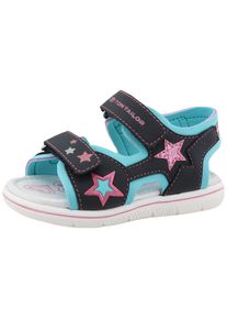 Sandale Tom Tailor, M&auml;dchen, Gr. 25, navy, t&uuml;rkis, rosa, Lederimitat, Textil, Glitzer, Schuhe Sandale, Sommerschuh, Klettschuh, Freizeitschuh mit Kontrastbes&auml;tzen