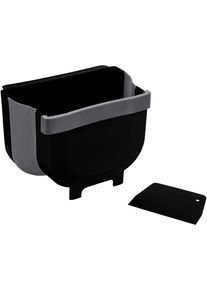 Einbaum&uuml;lleimer Wenko "Modell Fago", schwarz (schwarz, grau), B:25,5cm H:18cm T:18cm, Kunststoff, M&uuml;lleimer, Einbaum&uuml;lleimer, faltbarer Abfalleimer zum Einh&auml;ngen an die Schrankt&uuml;r, Kunststoff, 5 L