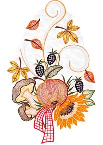 Fensterbild "Fensterbild "Herbstblumen" farbig", bunt, B:21cm H:34cm, Polyester, W. REUTER & SOHN - PLAUENER SPITZE, Fensterbilder, Fensterbild