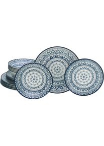 Teller-Set Creatable "Mexico, Teller Set 18-tlg", blau, 18 Stk., Steingut, Geschirr-Sets, Teller-Set, Traditionelle Motive