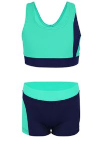 Bustier-Bikini AQUARTI "Badeanzug M&auml;dchen Sport Bikini - Racerback Bustier & Badehose", Kinder, Gr. 152, N-Gr, gr&uuml;n (dunkelblau, gr&uuml;n), Obermaterial: 80% Polyamid PA. 20% Elasthan EL., Bikini-Sets Bustier-Bikini