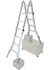 Teleskopleiter Krause "STABILO", silber (silberfarben), B:67cm H:135cm, Aluminium, Leitern, Teleskopleiter