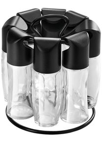Gew&uuml;rzkarussell Metaltex "Spice-8", schwarz (schwarz, transparent), B:15,2cm H:17,2cm, Gew&uuml;rzstreuer, Gew&uuml;rzkarussell, inkl. 16 austauschbaren Streueins&auml;tzen + 12 selbstklebenden Etiketten