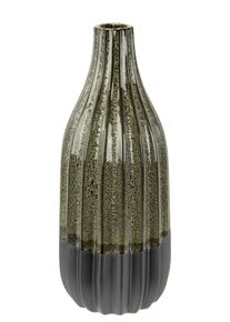 Dekovase I.GE.A. "Vase aus Keramik, geriffelt, bauchig, matt gl&auml;nzend", grau, B:12cm H:30cm, Keramik, Vasen, Dekovase, Flaschenform, Blumenvase, Tischdeko, Keramikvase