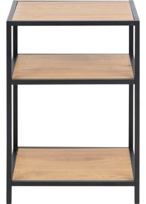 Nachttisch ACTONA GROUP, braun (matt wildeiche, matt schwarz, matt wildeiche), B:42cm H:63cm T:35cm, Tische, Nachttisch, Metallgestell im modernen Industrielook, 2 Einlegeb&ouml;den, H&ouml;he 63 cm