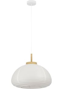 Eglo H&auml;ngeleuchte "Summerhill H&auml;ngelampe 1-fach, Japan-Stil, Metall, Holz und Papier, E27", wei&szlig;, 1, &Oslash; 40cm H: 110cm, 1 Stk., Leuchten, H&auml;ngeleuchte - H110 x &Oslash;40 cm - wei&szlig;, braun - 1X40W exkl., H&auml;ngeleuchte