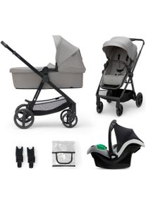 Kombi-Kinderwagen Kinderkraft "NEWLY 3IN1 MINK PRO", Baby, grau (moonlight grau), Kinderwagen Kombi-Kinderwagen