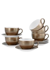 Cappuccinotasse Creatable "Golden Days Wei&szlig;, Cappuccinoset, 12-tlg.", wei&szlig;, 12 Stk., Steinzeug, Trinkgef&auml;&szlig;e, Cappuccinotasse, Goldfarbene Spezialglasur