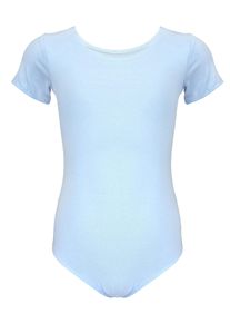 Turnanzug AQUARTI "Body M&auml;dchen Kurzarm Ballettanzug Einfarbig", M&auml;dchen, Gr. 134, blau (hellblau), Obermaterial: 96% Baumwolle CO. 4% Elasthan EL., Sportanz&uuml;ge Turnanzug