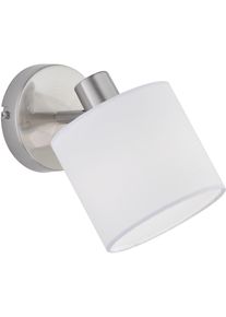 REALITY LEUCHTEN Deckenstrahler "Tommy, Deckenspot 1-flammig, exkl 1x E14 max 28W, flexibel schwenkbar", nickelfarben, wei&szlig;, 1, &Oslash; 12cm H: 19cm, 1 Stk., Leuchten, als Wandstrahler oder Deckenstrahler montierbar, Stoff Lampenschirm, Deckenstrahler