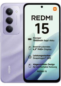 Xiaomi Smartphone "Redmi 15 128 GB", Energieeffizienz: B, lila (sandy lila), 128 GB, Mobiltelefone, Smartphone