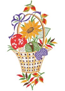 Fensterbild "Fensterbild "Herbstkorb" farbig", bunt, B:17cm H:29cm, Polyester, W. REUTER & SOHN - PLAUENER SPITZE, Fensterbilder, Fensterbild