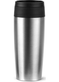 Thermobecher Emsa "Travel Mug Classic, mit 360-Trink&ouml;ffnung, auslaufsicher, rutschfest", schwarz (edelstahl, schwarz), H:20,4cm &Oslash;:8,2cm, Edelstahl, Kunststoff, Silikon, Trinkgef&auml;&szlig;e, Thermobecher, 4h hei&szlig;, 8h kalt - 360 ml / 6h hei&szlig;, 12h kalt - 500 ml, 100% dicht