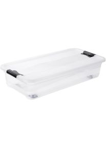 Organizer keeeper "konrad", transparent, B:39,5cm H:18cm T:79,5cm, Kunststoff, Aufbewahrungsboxen, Organizer, Aufbewahrungsbox, 33 L, mit Rollen, Deckel, Schiebeverschluss