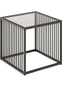 Beistelltisch ACTONA GROUP "Kaffeetisch, Beistelltisch", schwarz, B:40cm H:40cm T:40cm, Tische, Beistelltisch, Ecktisch, schwarzer Marmoroptik, vertikalen Metalllamellen, H: 63 cm