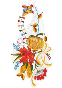 Fensterbild "Fensterbild "K&uuml;rbis mit Drachen" farbig", bunt, B:16cm H:34cm, Polyester, W. REUTER & SOHN - PLAUENER SPITZE, Fensterbilder, Fensterbild