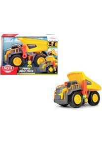 Spielzeug-LKW DICKIE TOYS "Volvo Power Dump Truck", gelb (gelb, grau), Spielzeugfahrzeuge, KinderT:30cm, Spielzeug-LKW, mit Licht und Sound, T:30cm