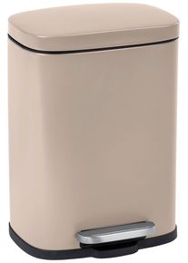 Kosmetikeimer Wenko "Leno", grau (taupe, schwarz), B:21,5cm H:19cm T:29,5cm, Stahl, M&uuml;lleimer, Kosmetikeimer, 5 Liter, BxTxH: 21,5x29,5x19 cm