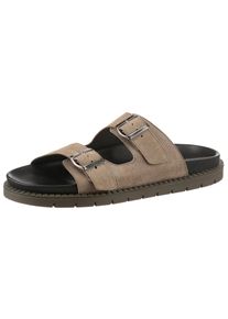 Pantolette VERBENAS "Capri Serraje", Damen, Gr. 43, gr&uuml;n (khaki), Leder, Schuhe Pantolette, Sommerschuh, Schlappen, Hausschuh, Urlaubschuh aus feinem Leder