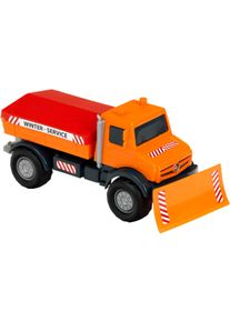 Spielzeug-Winterdienst klein "Mercedes-Benz UNIMOG", orange, Spielzeugfahrzeuge, KinderB:11,5cm H:13cm T:30cm, Kunststoff, Spielzeug-Winterdienst, B:11,5cm H:13cm T:30cm