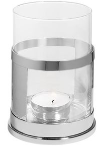 Windlicht Fink "DOMO", silber (silberfarben), H:19cm &Oslash;:13,5cm, Edelstahl, Glas, Kerzenhalter, Windlicht, aus Edelstahl und Glas, H&ouml;he ca. 19 cm